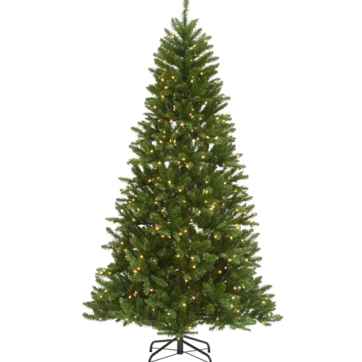 5Ft - 6Ft-National Tree Company Pre-Lit Artificial Christmas Tree, Peyton Spruce, Green, White Lights, Includes Stand, 6.5 Feet