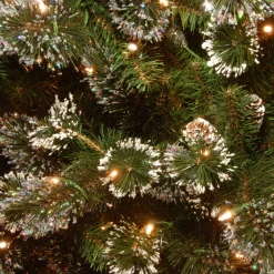 7' To 10' Garland-National Tree Company Pre-Lit Artificial Christmas Garland, Green, Glittery Pine, White Lights, Decorated With Pine Cones, Snow Flakes, Frosted Branches, Plug In, Christmas Collection, 9 Feet