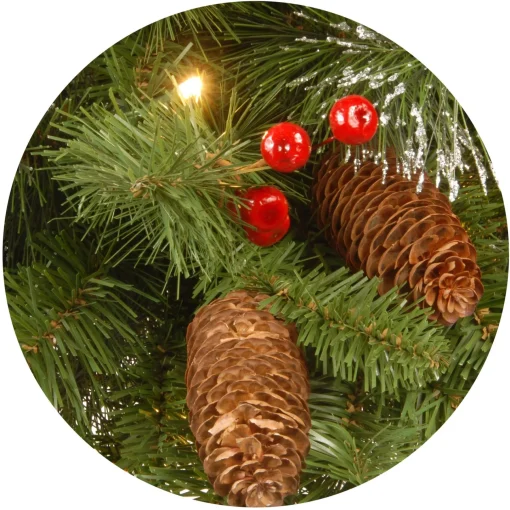 21" To 24" Wreath-National Tree Company Pre-Lit Artificial Christmas Wreath, Green, Crestwood Spruce, White Lights, Plug-In, Decorated With Pine Cones, Berry Clusters, Christmas Collection, 24 Inches