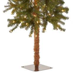 Slim-National Tree Company Pre-Lit Artificial Christmas Tree, Hickory Cedar, Green, White Lights, Includes Stand, 5 Feet