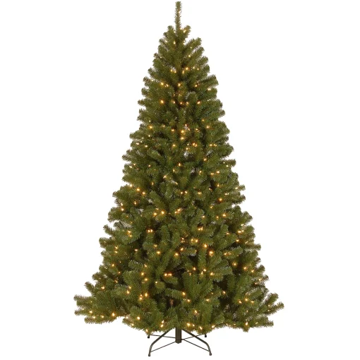 National Tree Company Full^Pre-Lit Artificial Christmas Tree, Powerconnect North Valley Spruce With Light Parade Led Lights, Plug In, 7.5 Ft