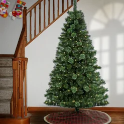 7Ft - 9Ft-National Tree Company Pre-Lit Artificial Christmas Tree, Ontaria Pine, With Warm White Led Lights, Plug In, 7.5 Ft