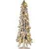 5Ft - 6Ft-National Tree Company Pre-Lit Artificial Christmas Tree, Snowy Downswept, Green, White Lights, Includes Stand, 4 Feet