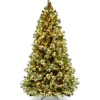 7Ft - 9Ft-National Tree Company Pre-Lit Artificial Christmas Tree, Wintry Pine, Green, White Lights, Decorated With Pine Cones, Berry Clusters, Includes Stand, 7.5 Feet
