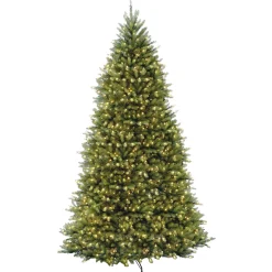 Full-National Tree Company Pre-Lit Artificial Full Christmas Tree, Green, White Lights, Includes Stand, 10 Feet