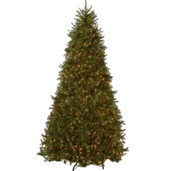 Full-National Tree Company Pre-Lit Artificial Full Christmas Tree, Green, White Lights, Includes Stand, 10 Feet