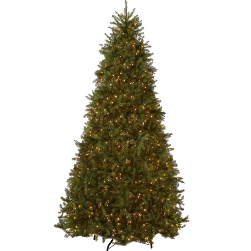 Full-National Tree Company Pre-Lit Artificial Full Christmas Tree, Green, White Lights, Includes Stand, 10 Feet