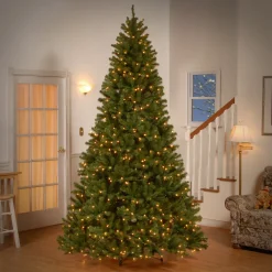 Led-National Tree Company Pre-Lit Artificial Full Christmas Tree, Green, North Valley Spruce, Dual Color Led Lights, Includes Powerconnect And Stand, 9 Feet