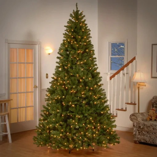 Led-National Tree Company Pre-Lit Artificial Full Christmas Tree, Green, North Valley Spruce, Dual Color Led Lights, Includes Powerconnect And Stand, 9 Feet