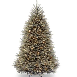 7Ft - 9Ft-National Tree Company Pre-Lit Artificial Full Christmas Tree, Blue, Dunhill Fir, White Lights, Includes Stand, 7.5 Feet