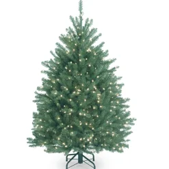 5Ft - 6Ft-National Tree Company Pre-Lit Artificial Full Christmas Tree, Blue, Dunhill Fir, White Lights, Includes Stand, 4.5 Feet