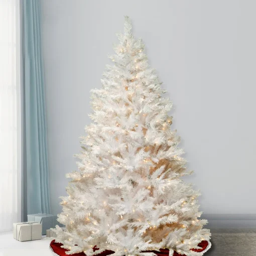 7Ft - 9Ft-National Tree Company Pre-Lit Artificial Full Christmas Tree, White, Winchester Pine, White Lights, Includes Stand, 7 Feet