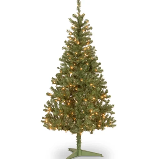 5Ft - 6Ft-National Tree Company Pre-Lit Artificial Full Christmas Tree, Green, Canadian Fir Grande, White Lights, Includes Stand, 6 Feet