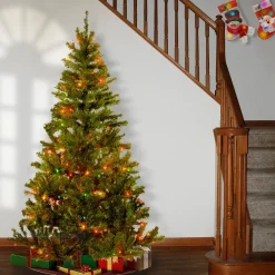 5Ft - 6Ft-National Tree Company Pre-Lit Artificial Full Christmas Tree, Green, Canadian Fir Grande, White Lights, Includes Stand, 6 Feet