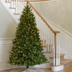 7Ft - 9Ft-National Tree Company Pre-Lit Artificial Full Christmas Tree, Green, North Valley Spruce, White Lights, Includes Stand, 7.5 Feet