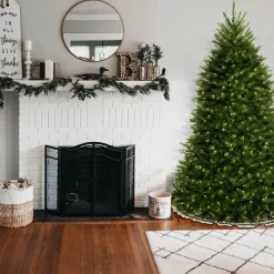 5Ft - 6Ft-National Tree Company Pre-Lit Artificial Full Christmas Tree, Blue, Dunhill Fir, White Lights, Includes Stand, 6.5 Feet