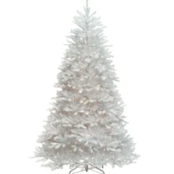 7Ft - 9Ft-National Tree Company Pre-Lit Artificial Full Christmas Tree, White, Dunhill Fir, White Lights, Includes Stand, 7.5 Feet