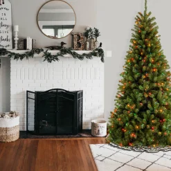 5Ft - 6Ft-National Tree Company Pre-Lit Artificial Full Christmas Tree, Green, North Valley Spruce, Multicolor Lights, Includes Stand, 6.5 Feet