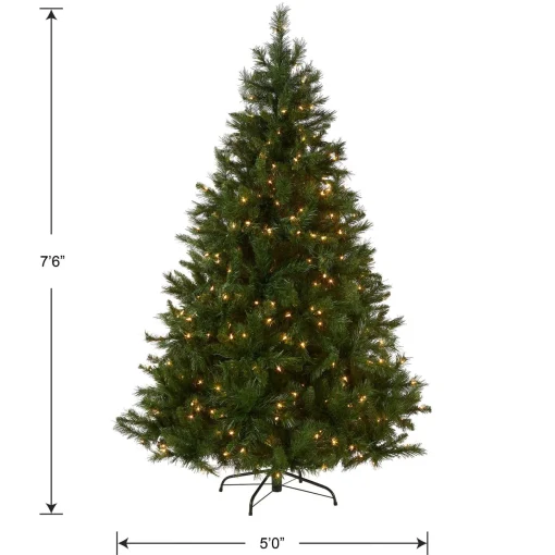 7Ft - 9Ft-National Tree Company Pre-Lit Artificial Full Christmas Tree, Green, Winchester Pine, White Lights, Includes Stand, 7.5 Feet