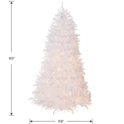 7Ft - 9Ft-National Tree Company Pre-Lit Artificial Full Christmas Tree, White, Dunhill Fir, White Lights, Includes Stand, 9 Feet