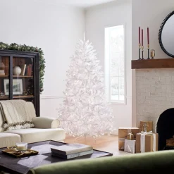 7Ft - 9Ft-National Tree Company Pre-Lit Artificial Full Christmas Tree, White, Dunhill Fir, White Lights, Includes Stand, 7 Feet