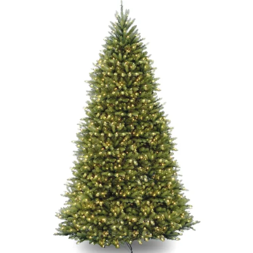 Full-National Tree Company Pre-Lit Artificial Full Christmas Tree, Green, Dunhill Fir, Dual Color Led Lights, Includes Powerconnect And Stand, 10 Feet