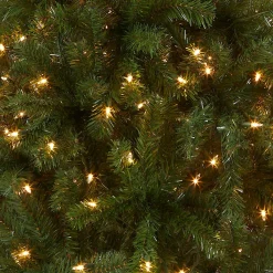 Full-National Tree Company Pre-Lit Artificial Full Christmas Tree, Green, North Valley Spruce, White Lights, Includes Stand, 5 Feet