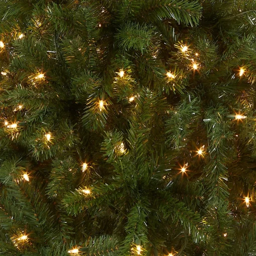 Full-National Tree Company Pre-Lit Artificial Full Christmas Tree, Green, North Valley Spruce, White Lights, Includes Stand, 5 Feet
