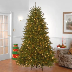 7Ft - 9Ft-National Tree Company Pre-Lit Artificial Full Christmas Tree, Green, Dunhill Fir, Dual Color Led Lights, Includes Stand, 9 Feet