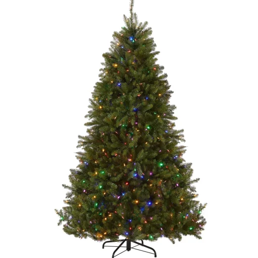 7Ft - 9Ft-National Tree Company Pre-Lit Artificial Full Christmas Tree, Green, Dunhill Fir, Dual Color Led Lights, Includes Stand, 9 Feet