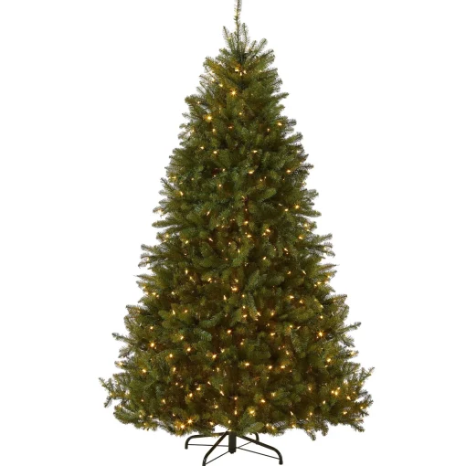 7Ft - 9Ft-National Tree Company Pre-Lit Artificial Full Christmas Tree, Green, Dunhill Fir, Dual Color Led Lights, Includes Stand, 9 Feet