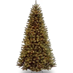7Ft - 9Ft-National Tree Company Pre-Lit Artificial Full Christmas Tree, Green, North Valley Spruce, White Lights, Includes Stand, 9 Feet