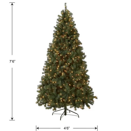 7Ft - 9Ft-National Tree Company Pre-Lit Artificial Full Christmas Tree, Blue, North Valley Spruce, White Lights, Includes Stand, 7.5 Feet