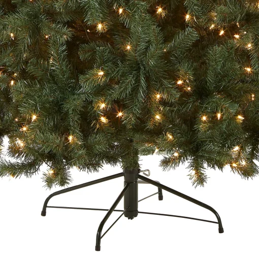 7Ft - 9Ft-National Tree Company Pre-Lit Artificial Full Christmas Tree, Blue, North Valley Spruce, White Lights, Includes Stand, 7.5 Feet