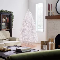 5Ft - 6Ft-National Tree Company Pre-Lit Artificial Full Christmas Tree, White, Dunhill Fir, White Lights, Includes Stand, 6.5 Feet