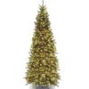 Clear-National Tree Company Pre-Lit Artificial Giant Slim Christmas Tree, Green, Tiffany Fir, White Lights, Includes Stand, 10 Feet