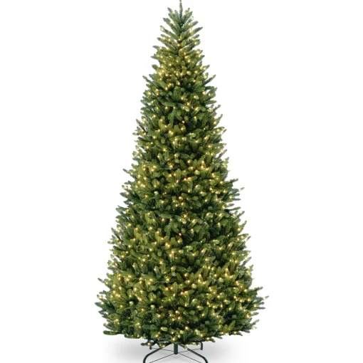 National Tree Company Slim^Pre-Lit Artificial Giant Slim Christmas Tree, Green, White Lights, Includes Stand, 12 Feet
