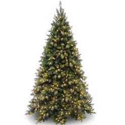 5Ft - 6Ft-National Tree Company Pre-Lit Artificial Medium Christmas Tree, Green, Tiffany Fir, White Lights, Includes Stand, 6.5 Feet