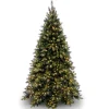 National Tree Company Full^Pre-Lit Artificial Medium Christmas Tree, Green, Tiffany Fir, White Lights, Includes Stand, 9 Feet