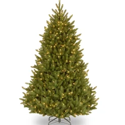 7Ft - 9Ft-National Tree Company Pre-Lit Artificial Medium Christmas Tree, Green, Natural Fraser Fir, White Lights, Includes Stand, 7.5 Feet