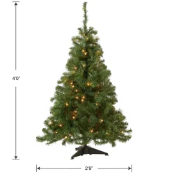 Full-National Tree Company Pre-Lit Artificial Mini Christmas Tree, Green, Kincaid Spruce, White Lights, Includes Stand, 4 Feet