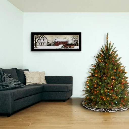 Full-National Tree Company Pre-Lit Artificial Mini Christmas Tree, Green, Dunhill Fir, Multicolor Lights, Includes Stand, 4 Feet