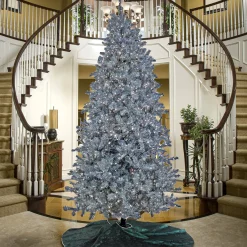 Clear-National Tree Company Pre-Lit Artificial Silver Christmas Tree, With Cool White Led Lights, Plug In, 10 Ft