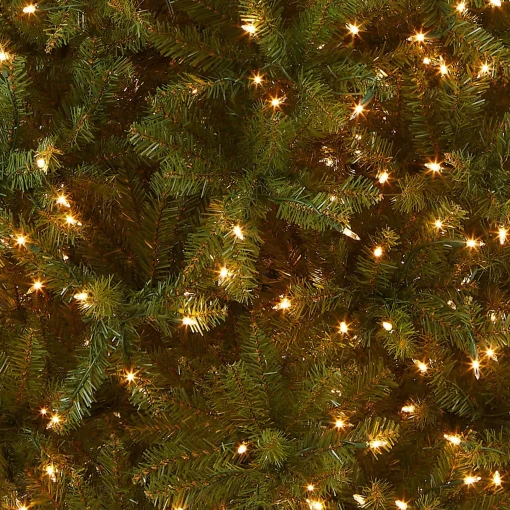 7Ft - 9Ft-National Tree Company Pre-Lit Artificial Slim Christmas Tree, Green, Dunhill Fir, White Lights, Includes Stand, 7.5 Feet