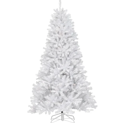 National Tree Company Full^Pre-Lit Artificial Slim Christmas Tree, White, North Valley Spruce, White Lights, Includes Stand, 7.5 Feet