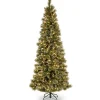 Warm White Led-National Tree Company Pre-Lit Artificial Slim Christmas Tree, Green, Glittery Bristle Pine, White Lights, Includes Stand, 6.5 Feet