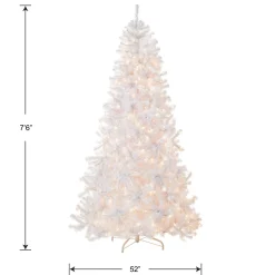 7Ft - 9Ft-National Tree Company Pre-Lit Artificial Slim Christmas Tree, White, North Valley Spruce, White Lights, Includes Stand, 7.5 Feet