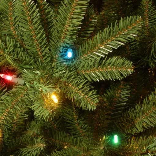 7Ft - 9Ft-National Tree Company Pre-Lit Artificial Slim Christmas Tree, Green, Natural Fraser Fir, Multicolor Lights, Includes Stand, 9 Feet