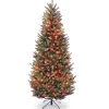 5Ft - 6Ft-National Tree Company Pre-Lit Artificial Slim Christmas Tree, Green, Natural Fraser Fir, Multicolor Lights, Includes Stand, 6.5 Feet