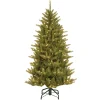 Clear-National Tree Company Pre-Lit 'Feel Real' Artificial Slim Christmas Tree, Green, Natural Fraser Fir, White Lights, Includes Stand, 4.5 Feet